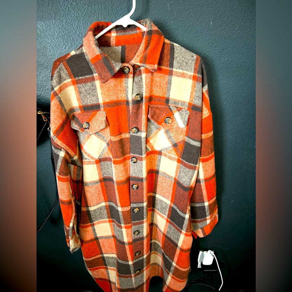 Long large thick flannel coat